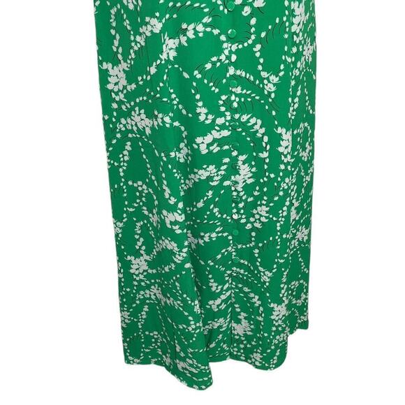 TALBOTS Floral Print Fit & Flare Crepe Dress Size 2 Green and White Sleeves New - Picture 4 of 11